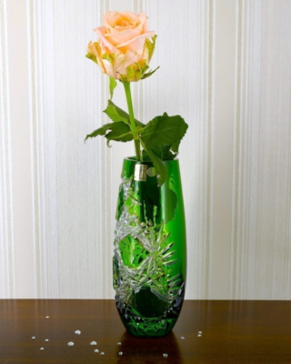 Bohemia Crystal Frost cut vase 205 mm green - 2