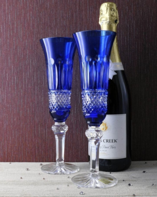 Bohemia Crystal Hand Cut champagne glasses Tomy blue 155 ml (set of 6) - 2