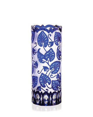 Bohemia Crystal Leaf Hand Cut Vase 300mm - Blue - 2