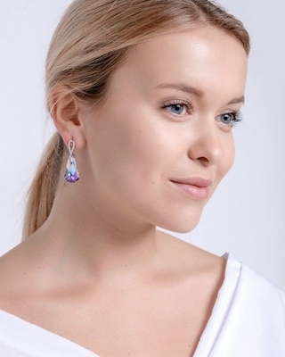 Bohemia Crystal Silver earrings Cygnus with Czech crystal and cubic zirconia Preciosa - 2