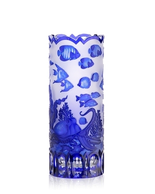 Bohemia Crystal Ručne brúsená váza Ocean Modrá 300mm - 2
