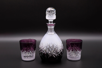 Bohemia Crystal Whiskey set Hoarfrost purple (1 decanter + 6 glasses) - 3