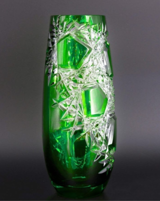 Bohemia Crystal Frost cut vase 205 mm green - 3