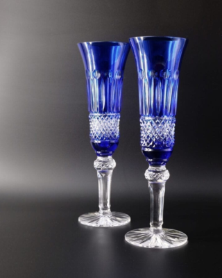Bohemia Crystal Hand Cut champagne glasses Tomy blue 155 ml (set of 6) - 3