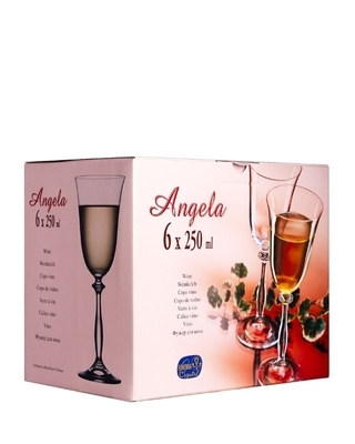Bohemia Crystal Sklenice na víno Angela Optic Gold line 250ml SLEVA neúplný set 3ks ze 6 - 4