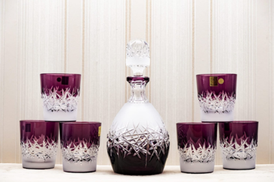 Bohemia Crystal Whiskey set Hoarfrost purple (1 decanter + 6 glasses) - 4