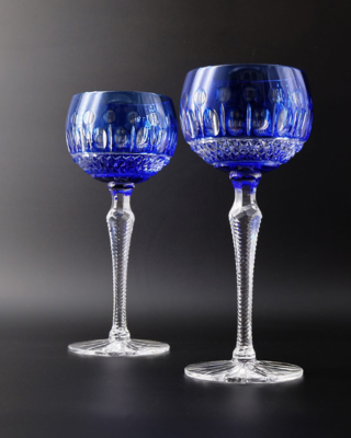 Bohemia Crystal Hand Cut wine glasses Tomy blue 190 ml (set of 6) - 4