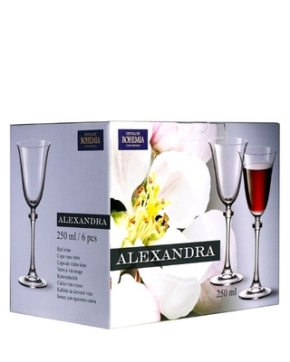 Bohemia Crystal Sklenice na víno Alexandra 250ml SLEVA - 3 sklenice načervenalý dekor - 4
