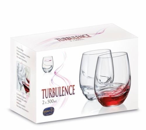 Set of 6 17.6 Ounce by Bar Amigos Turbulence Deluxe Decanting Special Unique Wave Shaped Design for Better Aeration 500ML Stemless Bohemian Crystal Wine Glasses 